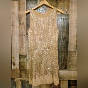 Calypso St. Barth Editha Gold Sequin Silk Dress Size Small Sleeveless Sparkle